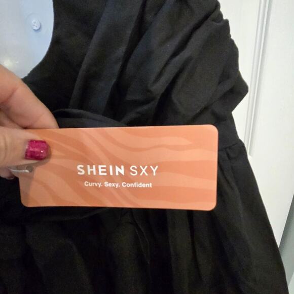 Shein Sxy Bae black Backless dress with bow and Flare sz Lg dark feminine Matrix - Picture 9 of 11